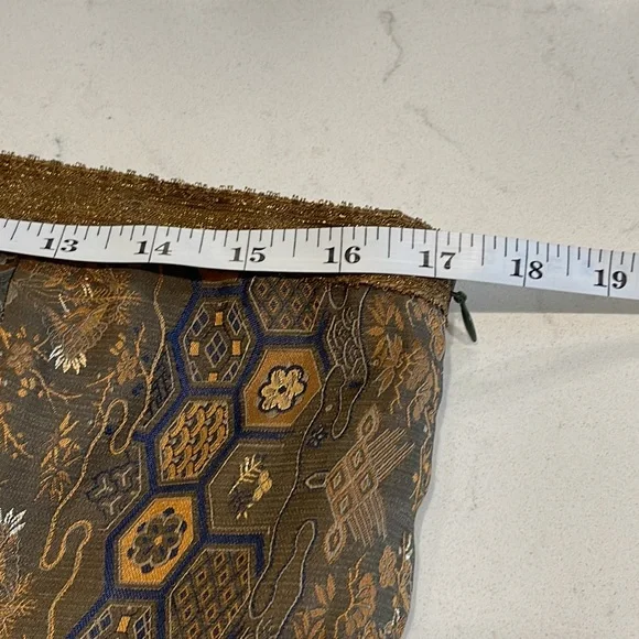 RALPH LAUREN 100% Silk & Gold Crane Tapestry Sleeveless Dress 10 - Picture 8 of 11